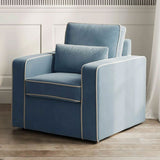 Fabric Armchair With Ivory Piping - Diego