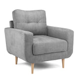 Fabric Armchair With Solid Wood Legs - Aurora