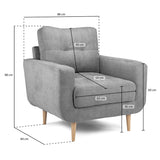 Fabric Armchair With Solid Wood Legs - Aurora