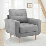 Fabric Armchair With Solid Wood Legs - Aurora