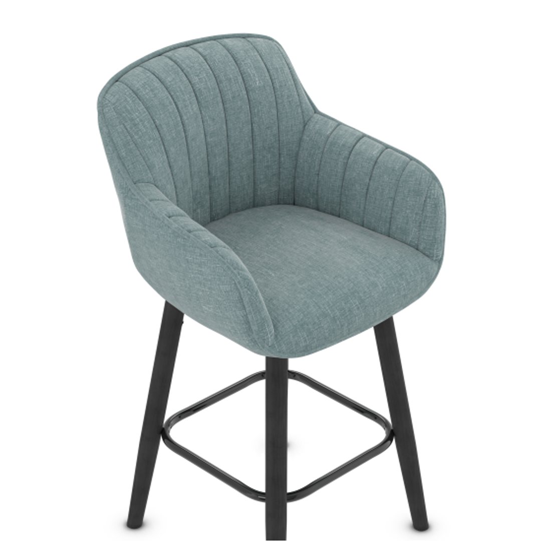 Fabric Bar Stool With Black Wooden Legs - Pinley