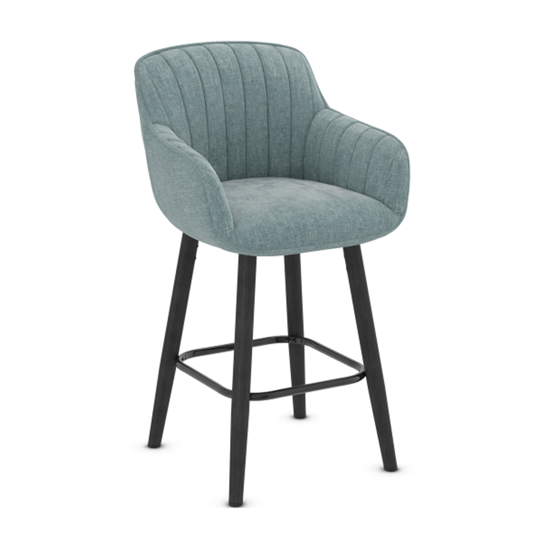 Fabric Bar Stool With Black Wooden Legs - Pinley