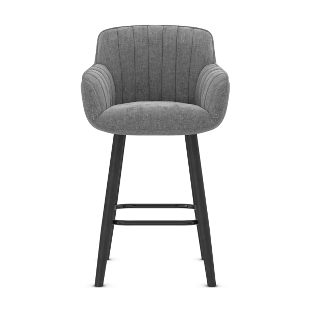 Fabric Bar Stool With Black Wooden Legs - Pinley