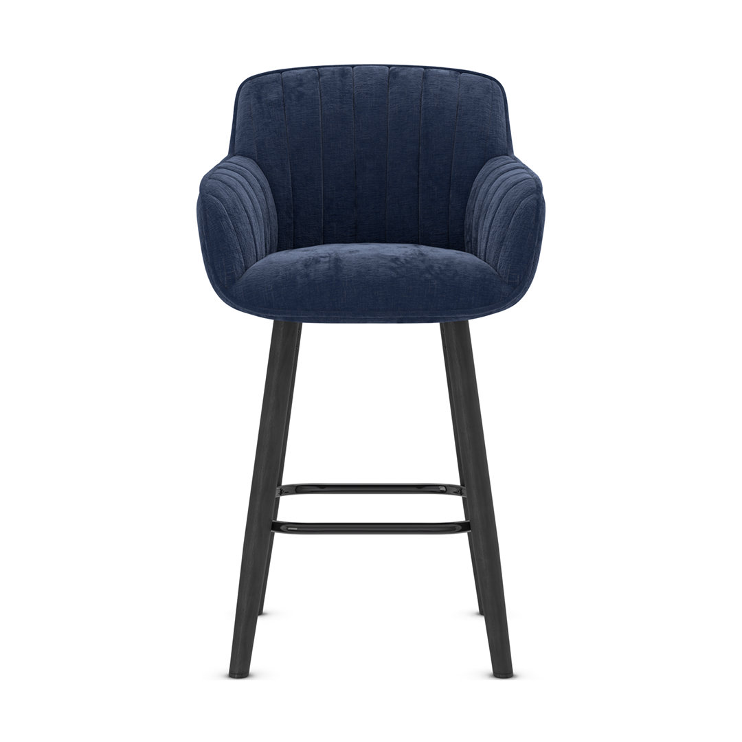 Fabric Bar Stool With Black Wooden Legs - Pinley