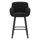 Fabric Bar Stool With Black Wooden Legs - Pinley