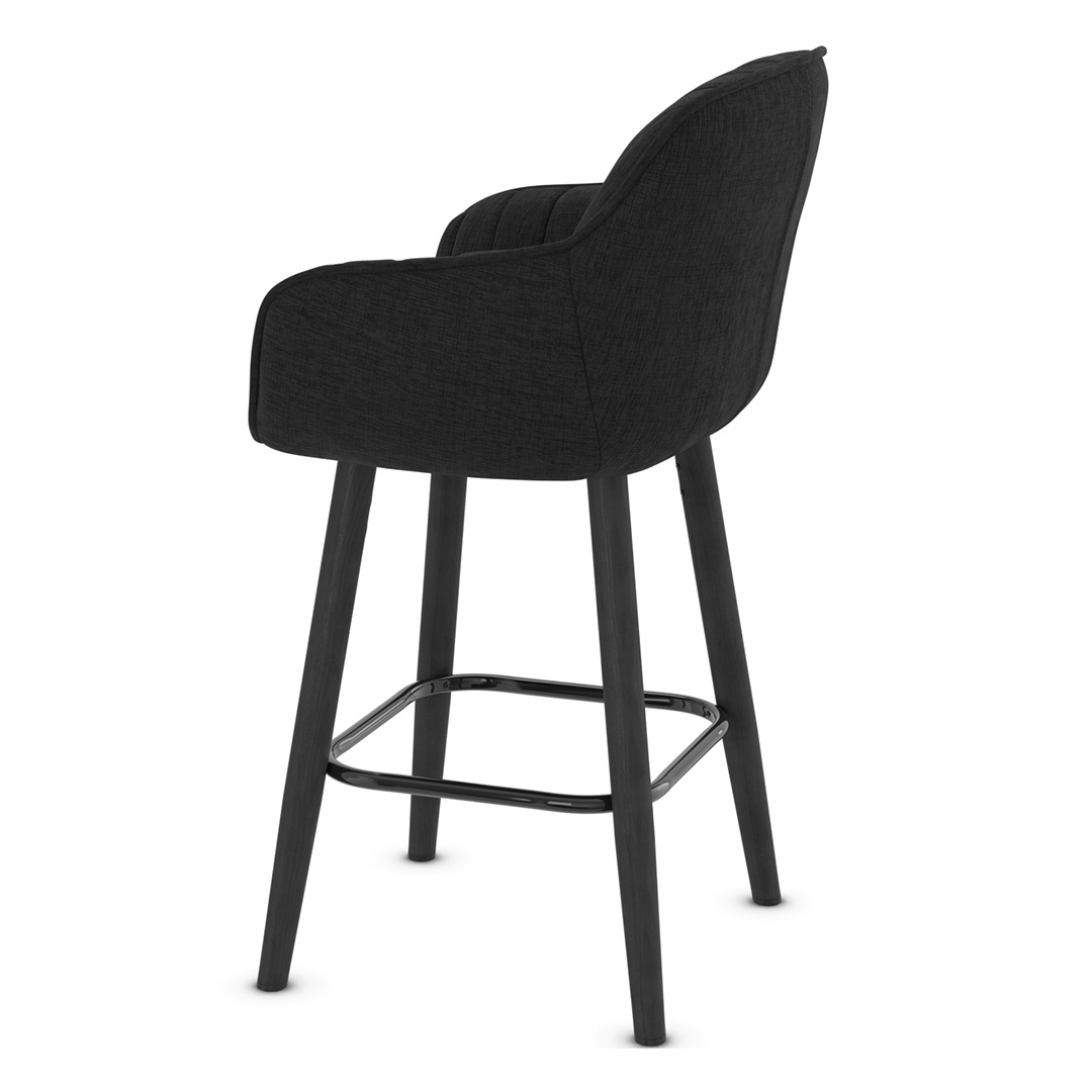 Fabric Bar Stool With Black Wooden Legs - Pinley