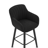 Fabric Bar Stool With Black Wooden Legs - Pinley
