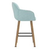 Fabric Bar Stool With Oak Wooden Legs - Pinley