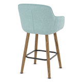 Fabric Bar Stool With Oak Wooden Legs - Pinley