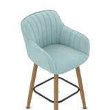 Fabric Bar Stool With Oak Wooden Legs - Pinley