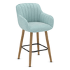 Fabric Bar Stool With Oak Wooden Legs - Pinley
