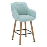 Fabric Bar Stool With Oak Wooden Legs - Pinley