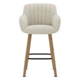 Fabric Bar Stool With Oak Wooden Legs - Pinley