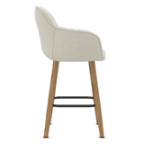 Fabric Bar Stool With Oak Wooden Legs - Pinley