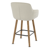 Fabric Bar Stool With Oak Wooden Legs - Pinley
