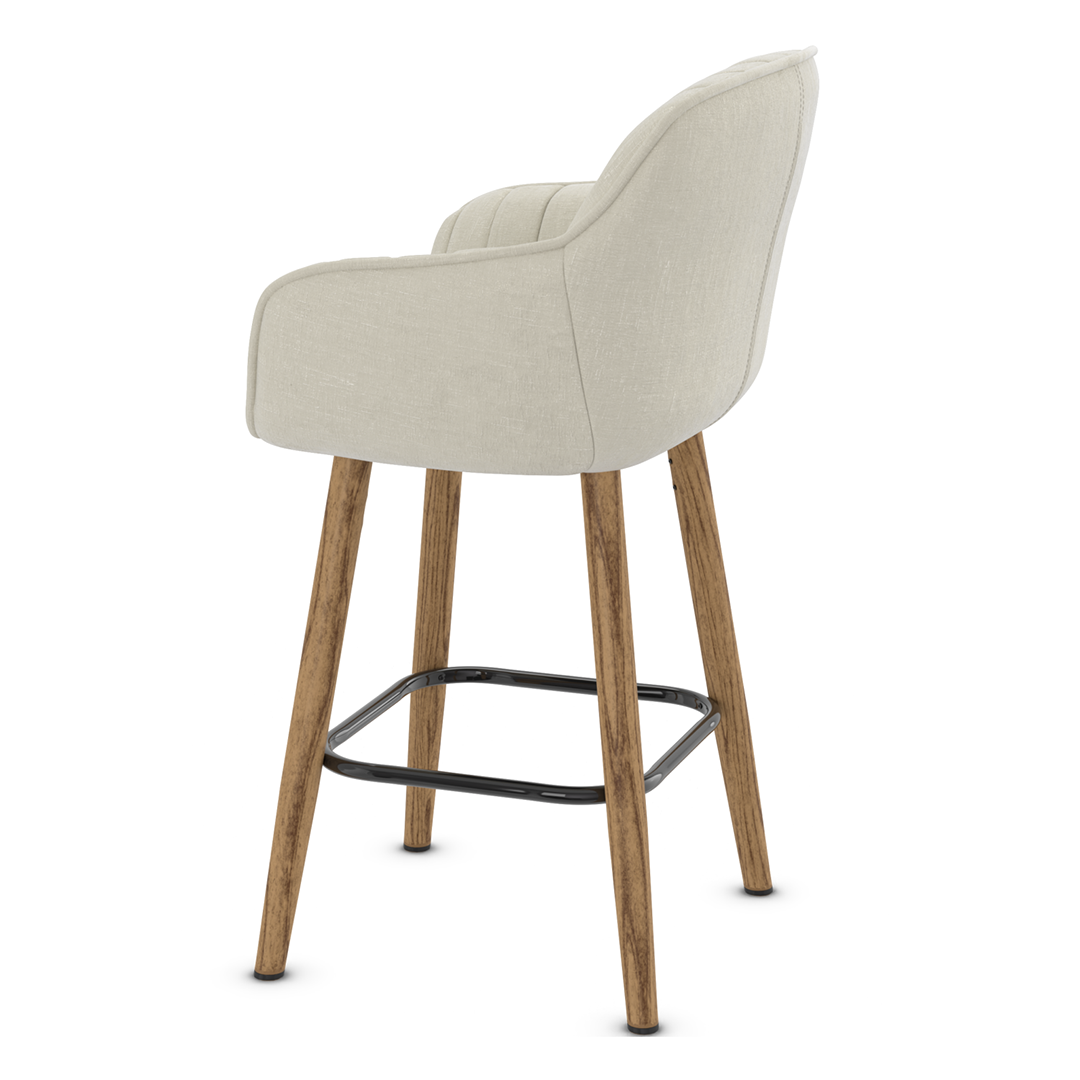 Fabric Bar Stool With Oak Wooden Legs - Pinley