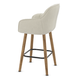 Fabric Bar Stool With Oak Wooden Legs - Pinley