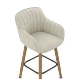 Fabric Bar Stool With Oak Wooden Legs - Pinley