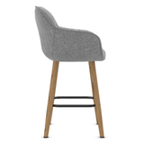 Fabric Bar Stool With Oak Wooden Legs - Pinley
