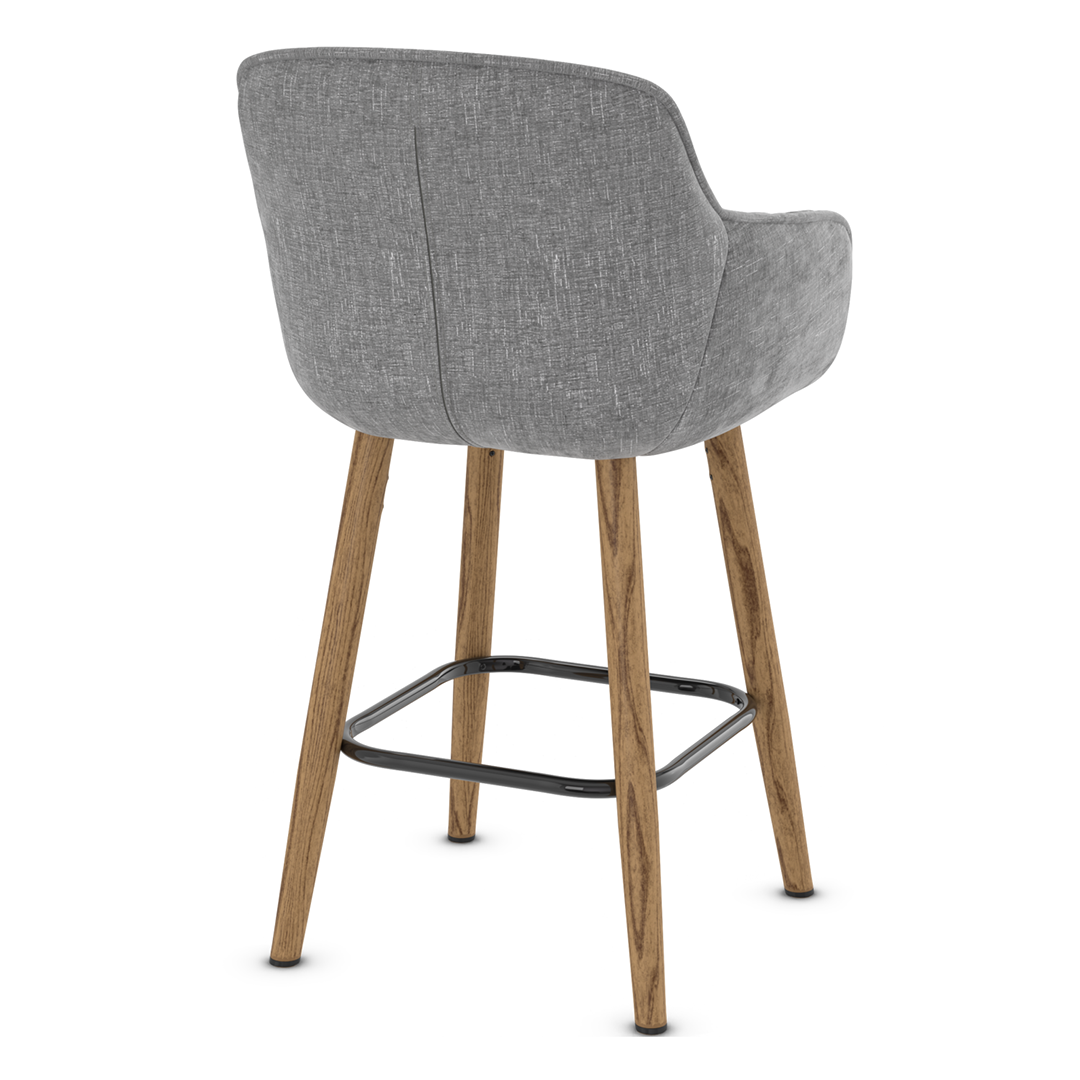 Fabric Bar Stool With Oak Wooden Legs - Pinley