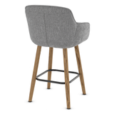 Fabric Bar Stool With Oak Wooden Legs - Pinley