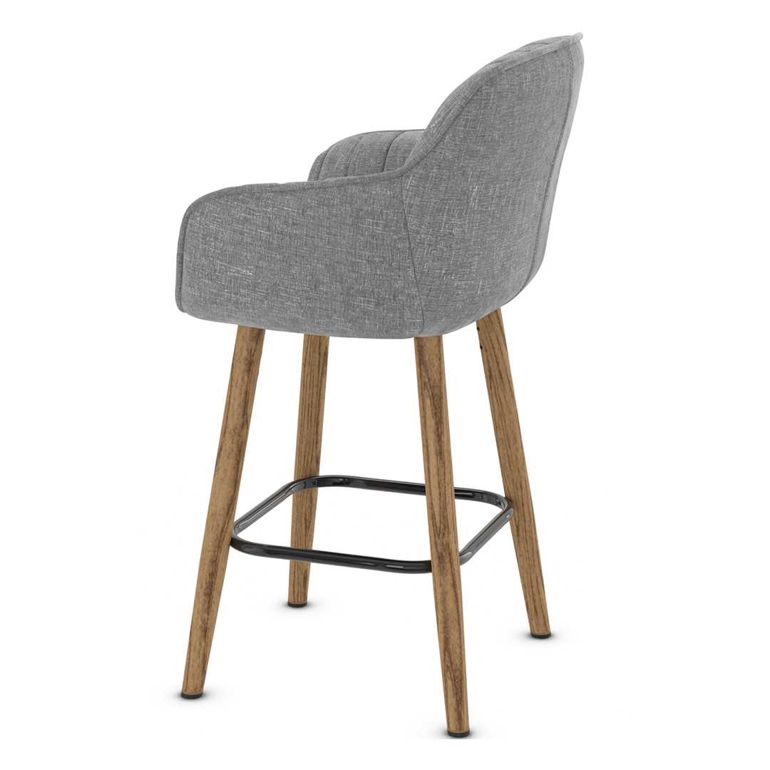 Fabric Bar Stool With Oak Wooden Legs - Pinley