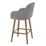 Fabric Bar Stool With Oak Wooden Legs - Pinley