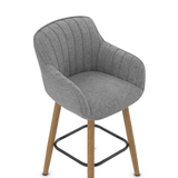 Fabric Bar Stool With Oak Wooden Legs - Pinley