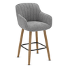 Fabric Bar Stool With Oak Wooden Legs - Pinley