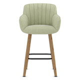 Fabric Bar Stool With Oak Wooden Legs - Pinley