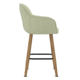 Fabric Bar Stool With Oak Wooden Legs - Pinley