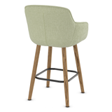 Fabric Bar Stool With Oak Wooden Legs - Pinley