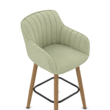 Fabric Bar Stool With Oak Wooden Legs - Pinley