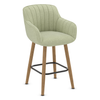 Fabric Bar Stool With Oak Wooden Legs - Pinley
