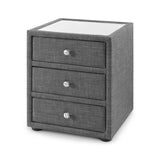 Fabric Bedside Cabinet With Glass Top - Sorrento