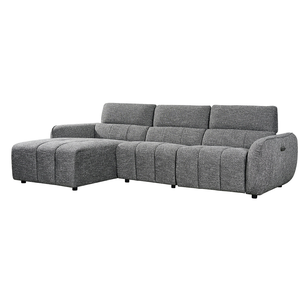 Fabric Corner Sofa Electric Recliner Left Hand Facing - Turin