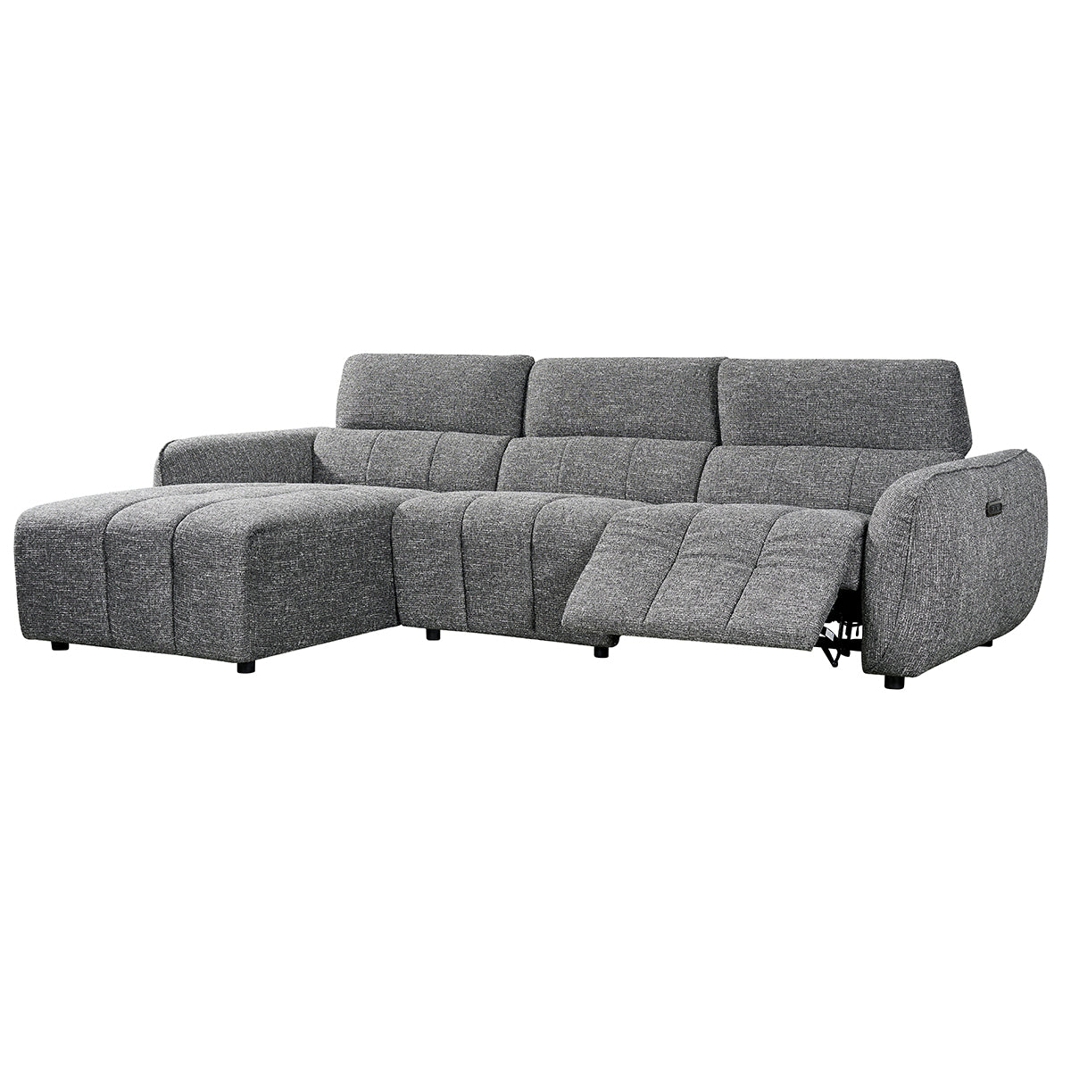 Fabric Corner Sofa Electric Recliner Left Hand Facing - Turin