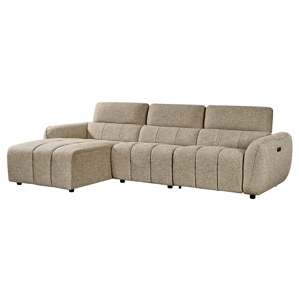 Fabric Corner Sofa Electric Recliner Left Hand Facing - Turin