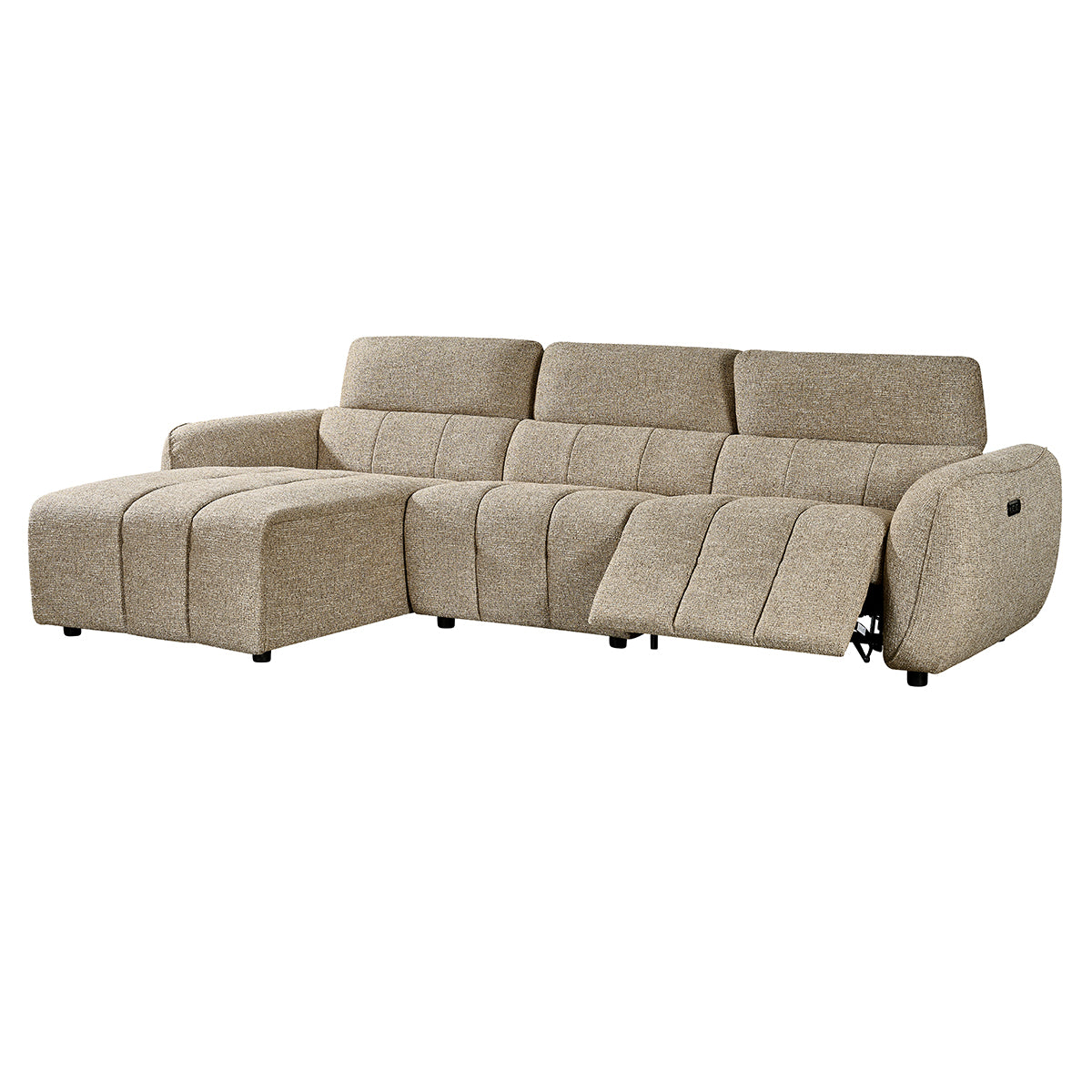 Fabric Corner Sofa Electric Recliner Left Hand Facing - Turin