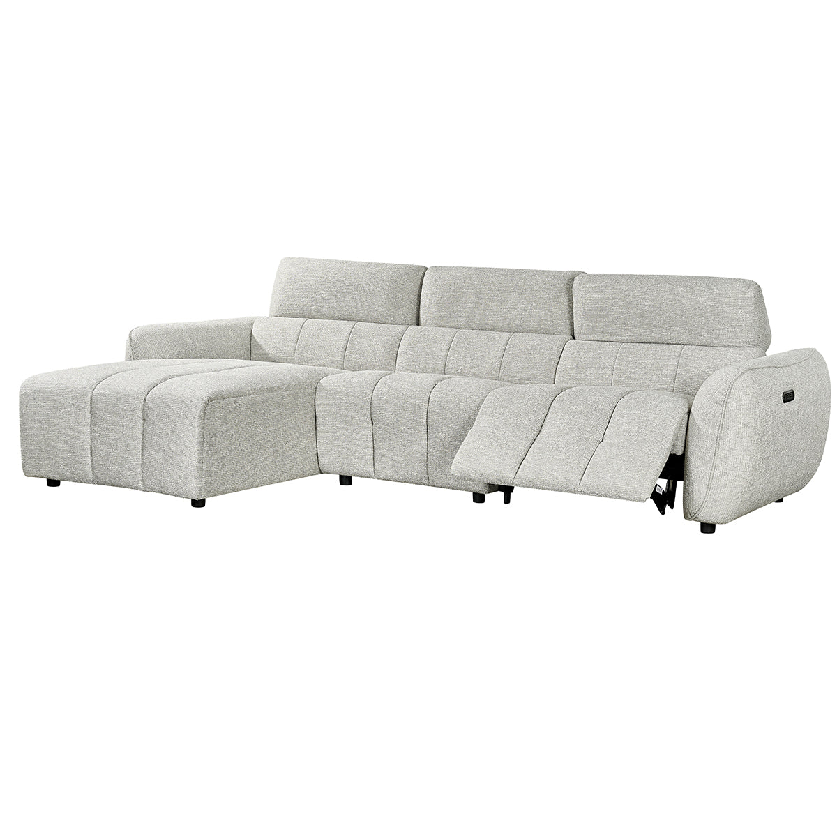 Fabric Corner Sofa Electric Recliner Left Hand Facing - Turin