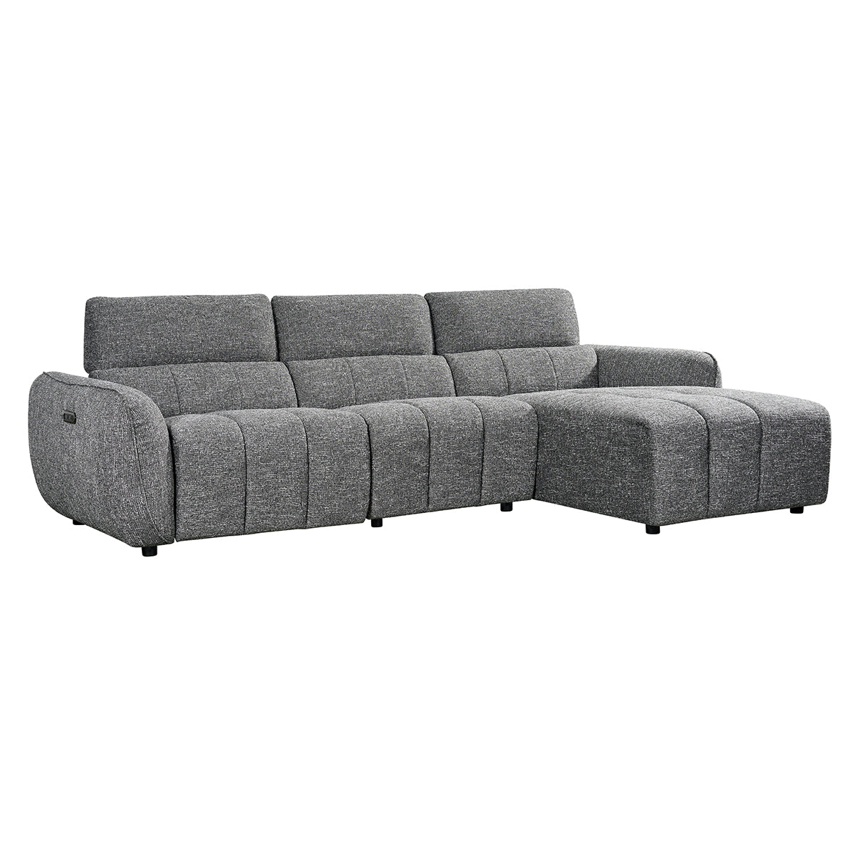 Fabric Corner Sofa Electric Recliner Right Hand Facing - Turin