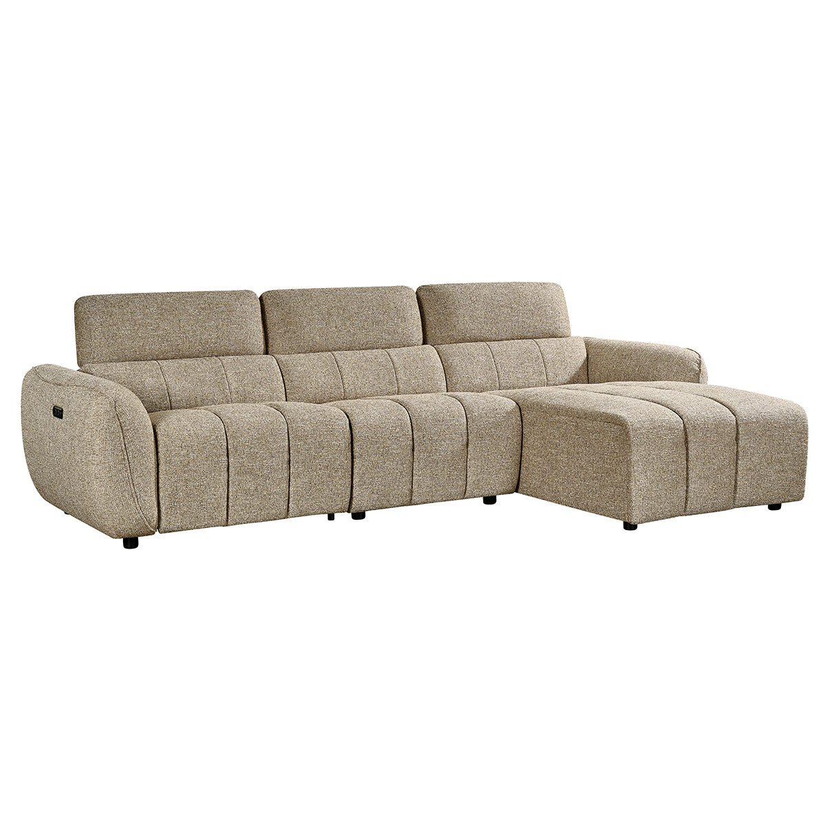 Fabric Corner Sofa Electric Recliner Right Hand Facing - Turin