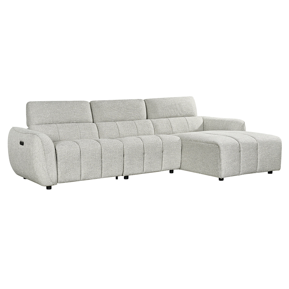 Fabric Corner Sofa Electric Recliner Right Hand Facing - Turin