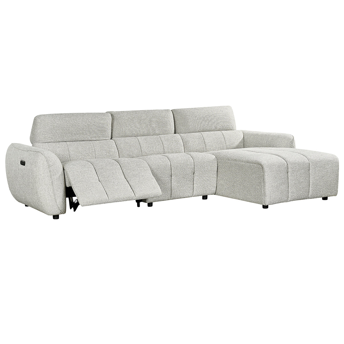 Fabric Corner Sofa Electric Recliner Right Hand Facing - Turin