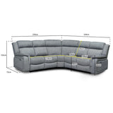 Fabric Corner Sofa Large Electric Recliner - Linden