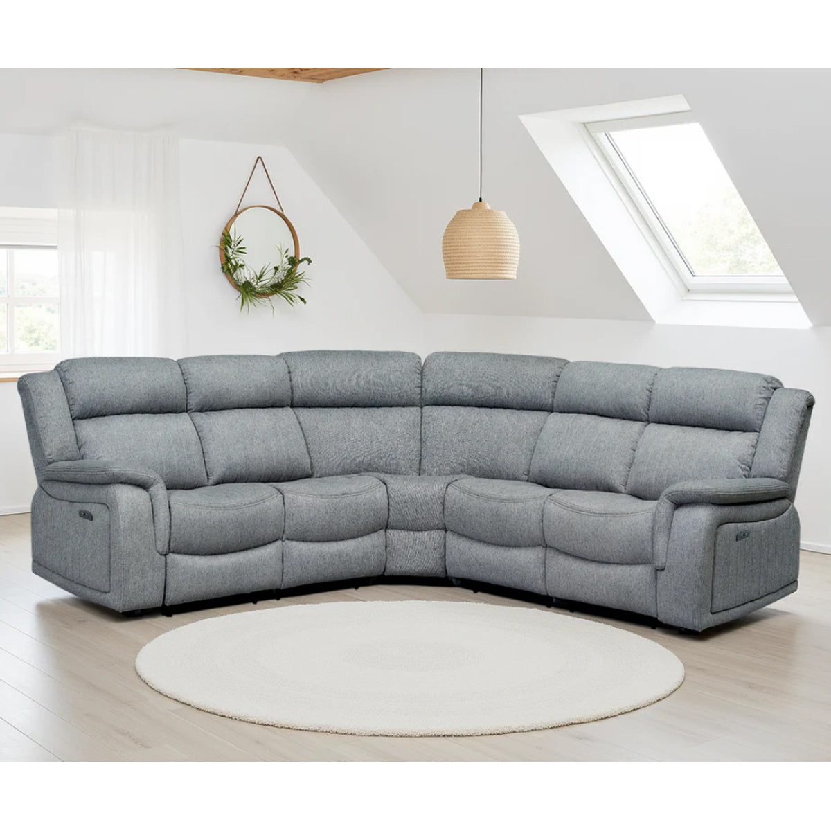 Fabric Corner Sofa Large Electric Recliner - Linden