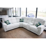 Fabric Corner Sofa Large Electric Recliner - Owen