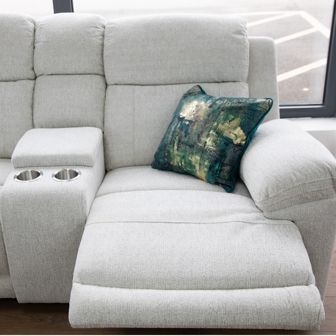 Fabric Corner Sofa Large Electric Recliner - Owen