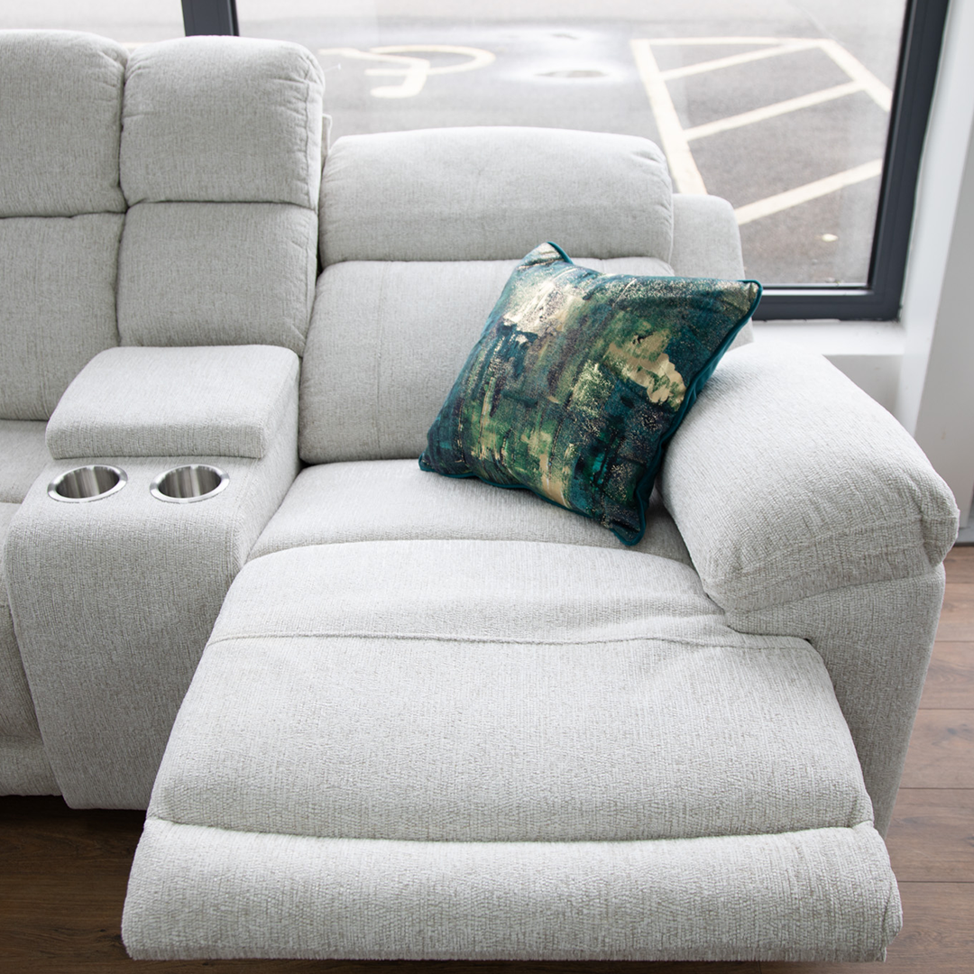 Fabric Corner Sofa Large Electric Recliner - Owen