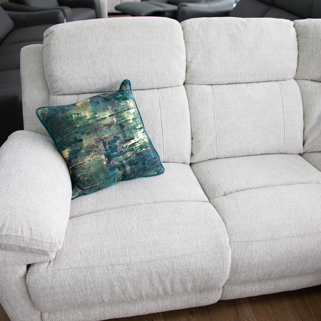 Fabric Corner Sofa Large Electric Recliner - Owen